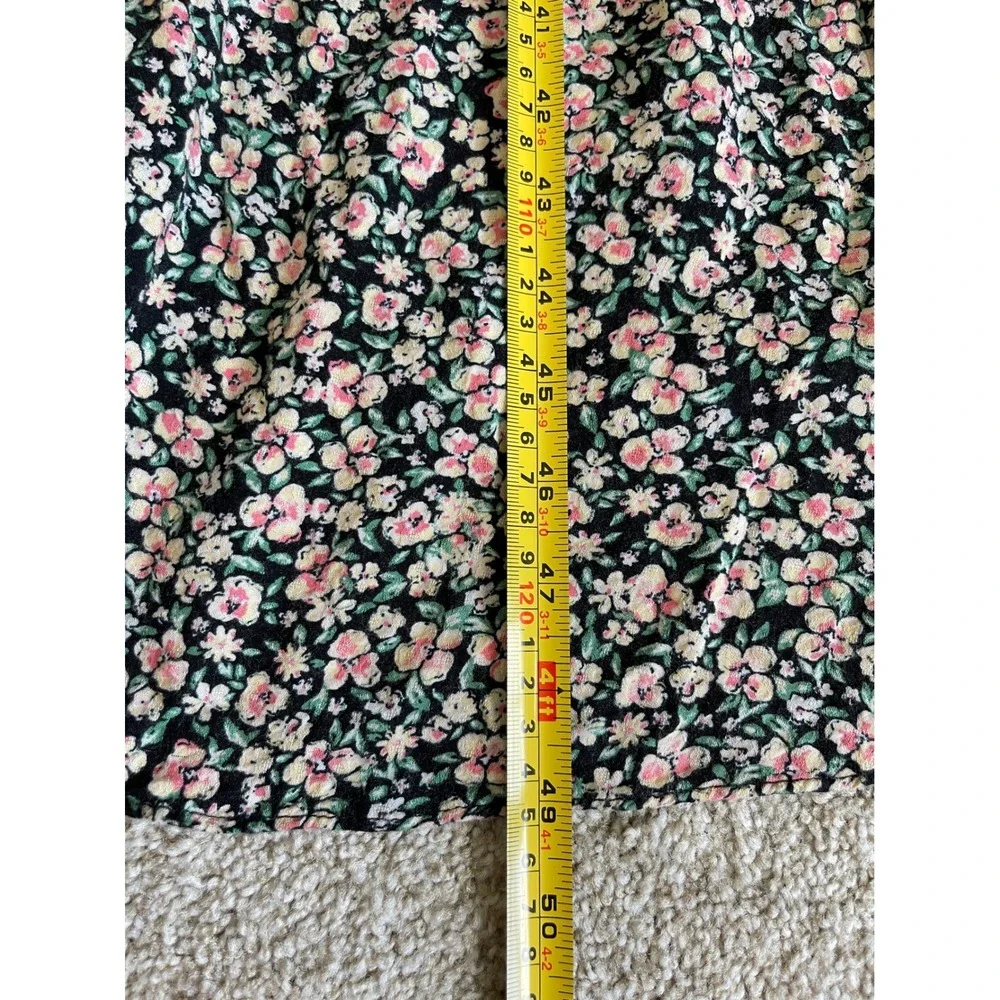 Free People Debbie-Jean Maxi Shirt Dress Black Pink Ditsy Floral Duster XS